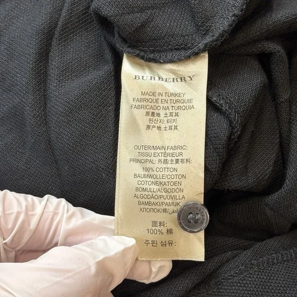 Burberry Brit Black Polo Shirt Nova Check Collar Men's M - Picture 8 of 11